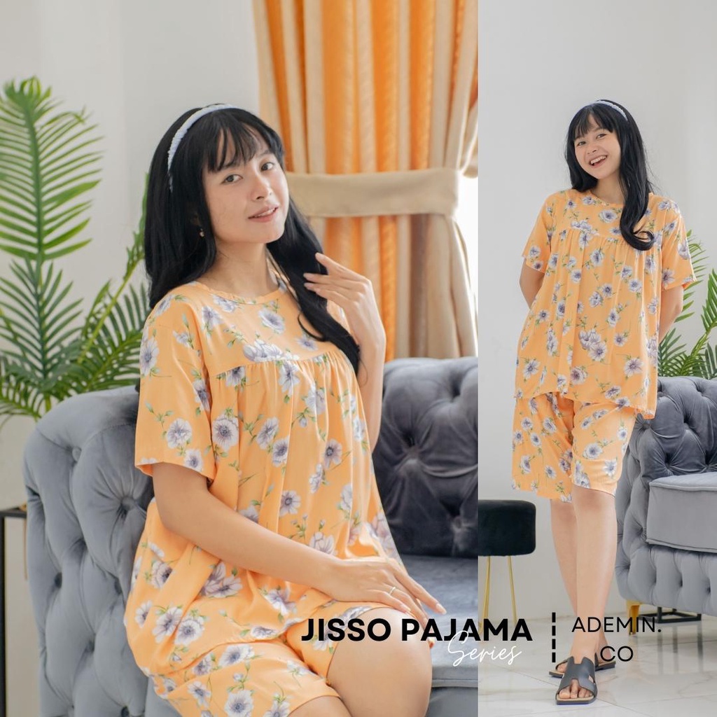 JISSO Setelan Piyama Rayon Premium by Ademin.Co  | Setelan Celana Pendek Wanita Babydoll