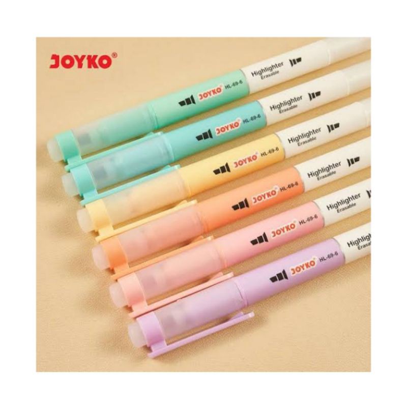 

Erasable Highlighter Joyko Set 6 pcs Warna Penanda Buku Catatan