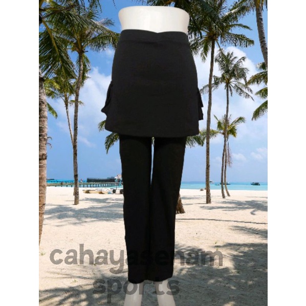 celana senam rok kantong hitam