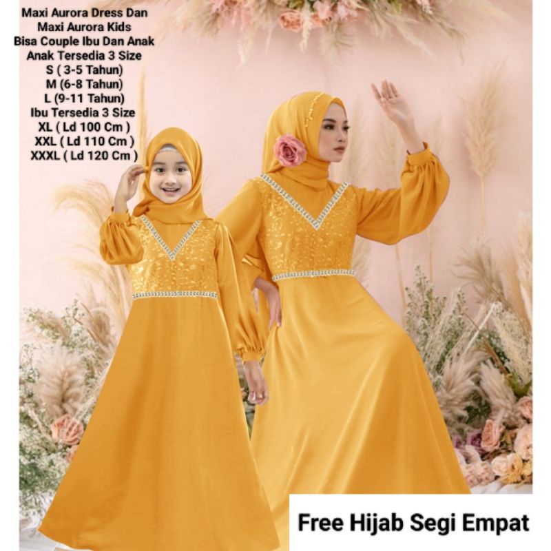 Gamis Terbaru Couple Kondangan Pasangan Ibu Dan Anak Maxi Aurora Matt Moscrepe Good qualty premium