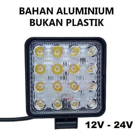 Lampu LED Sorot Tembak Worklight Mobil Motor 48 Watt 16 Titik Mata 48Watt Offroad 48W W48 12 - 24 V Kotak