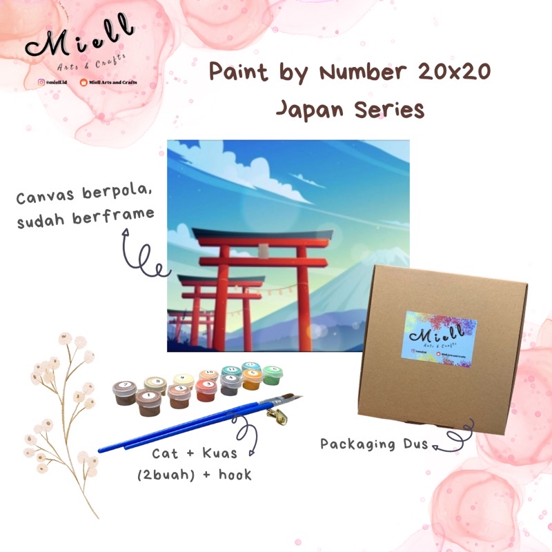 

PAINT BY NUMBER JAPAN SERIES / DIY PAINTING BY NUMBER / KANVAS LUKIS (20cmx20cm) + WOODEN FRAME / BINGKAI KAYU