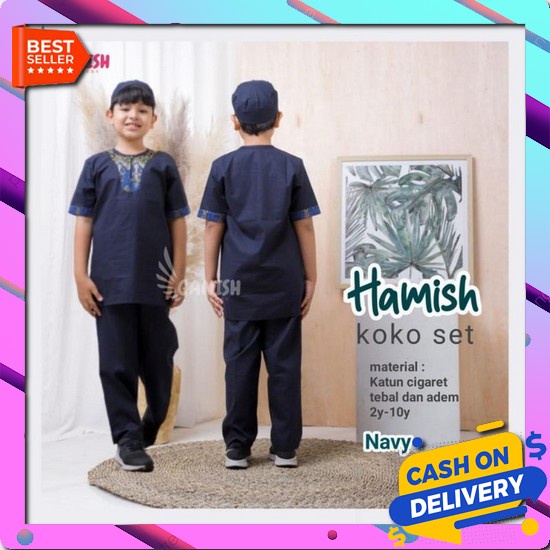 Setelan Anak Baju Koko Celana Panjang Peci Set Sarkoci Kemeja Kurta Polos Kain Katun Laki Cowok Newb