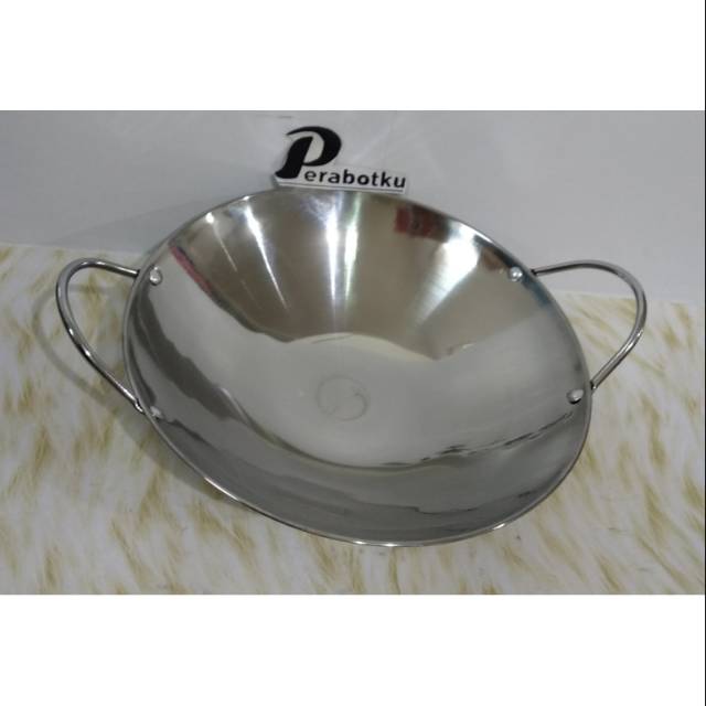 Kuali Stenlis Kecil 22 cm / Wajan Katel Penggorengan Stainless Steel