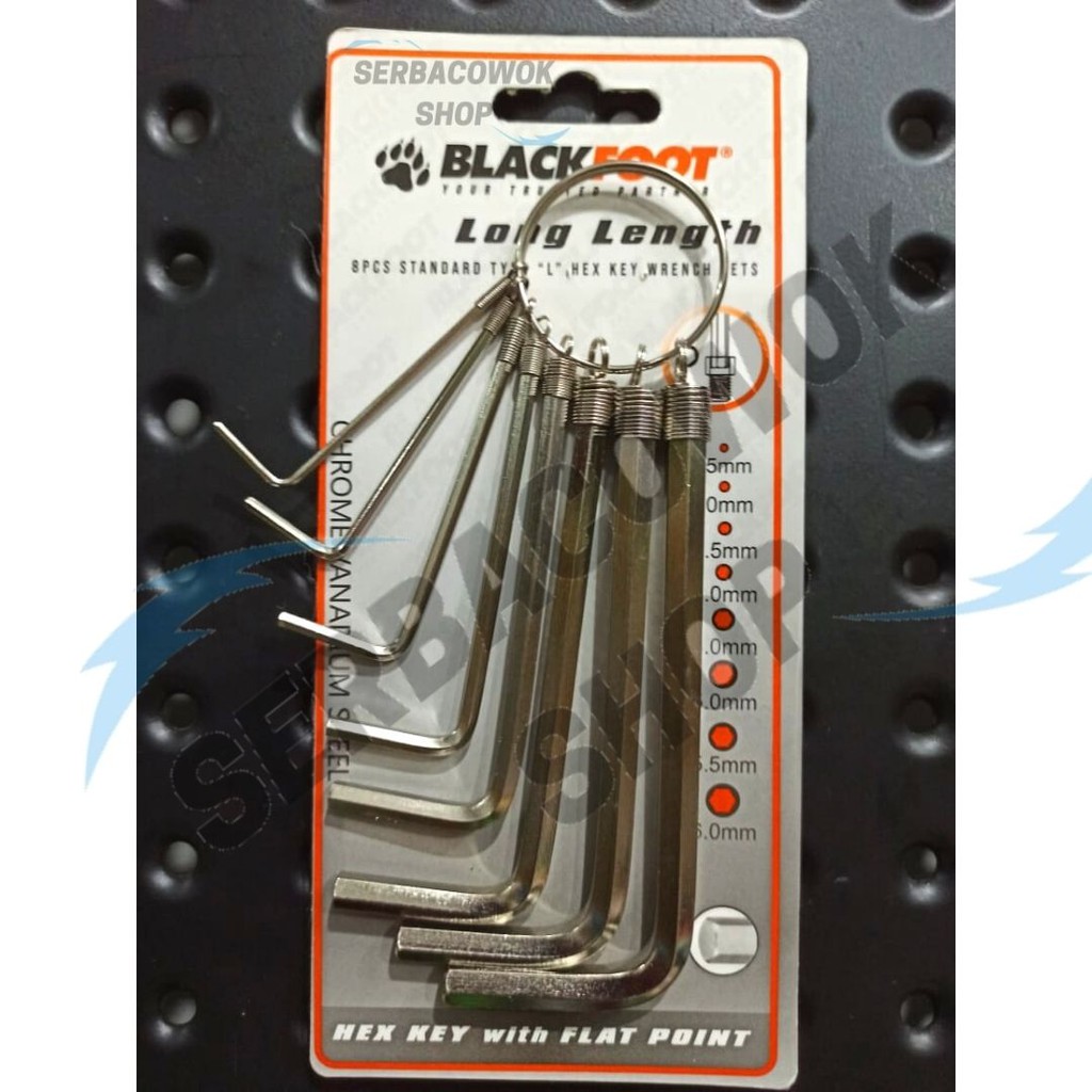 Blackfoot Kunci L Set 8 Pcs Pendek Chrome Type L Hex Key Sets 1.5 mm - 6 mm Termurah Berkualitas