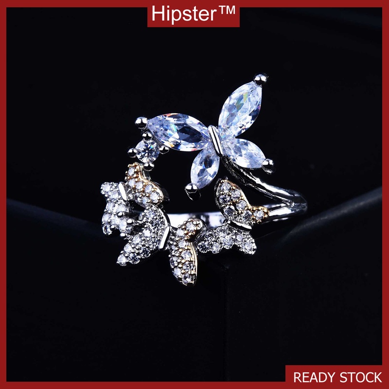 Personality Butterfly Shape White Moissanite Ring