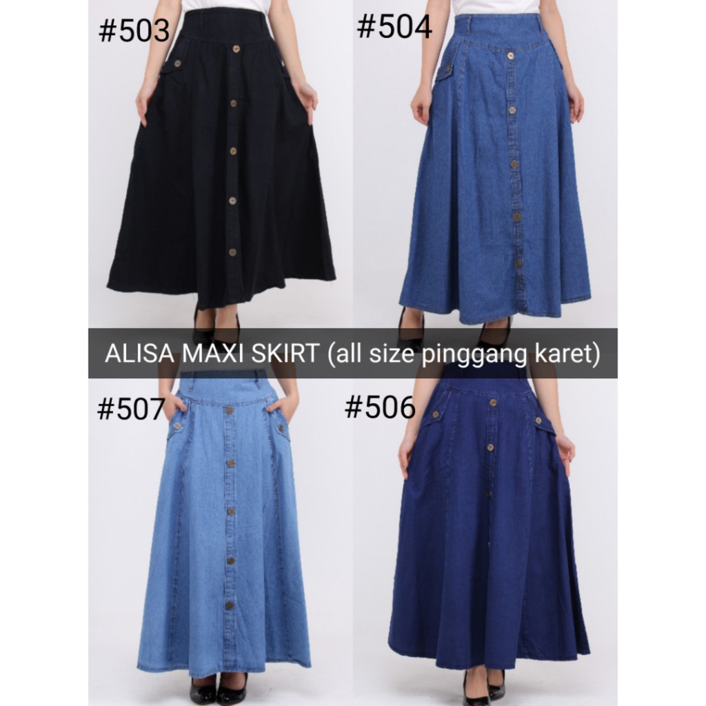 ROK JEANS WANITA ALISA MAXI SKIRT