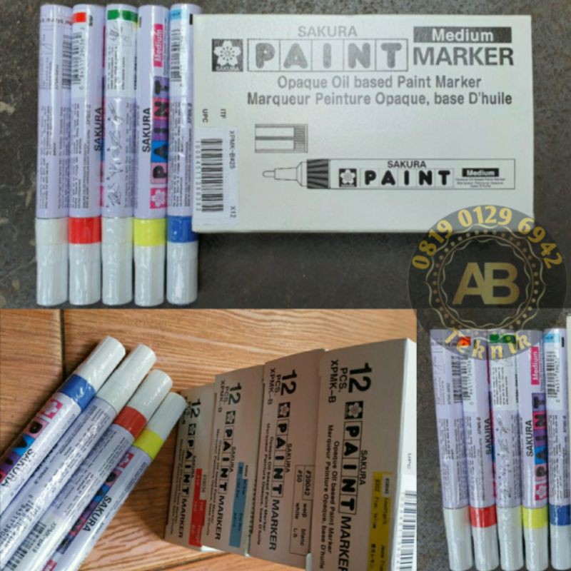 

Spidol permanen Warna Biru Model kocok SAKURA Paint Marker Spidol permanent Penanda Besi