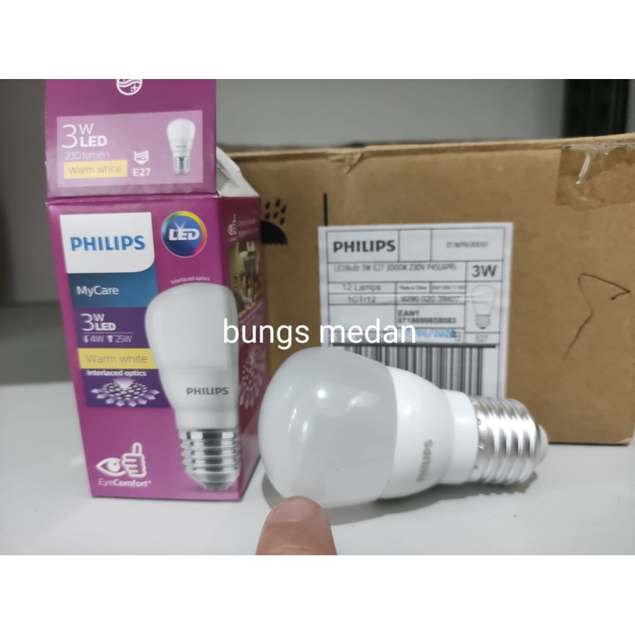 Lampu LED Philips 3w KUNING WW WARM 3Watt 3 WAT BULB LEDBULB P45 MINI
