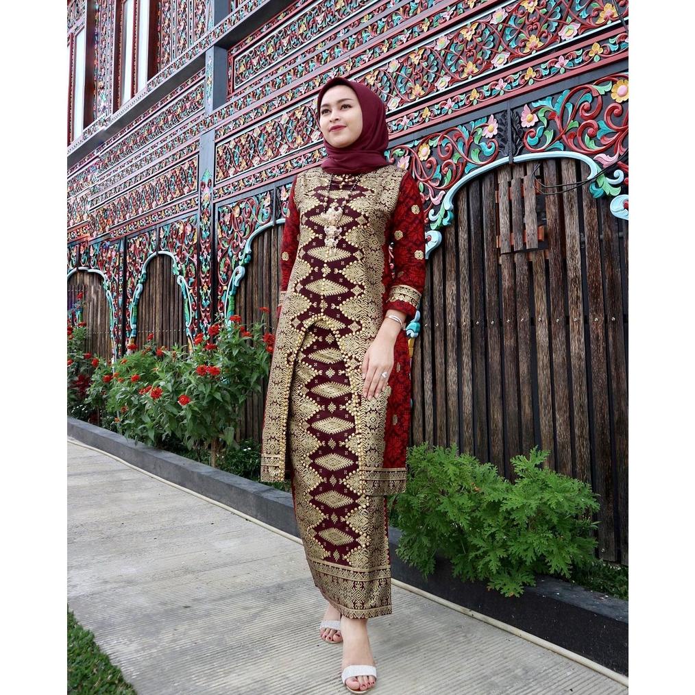Setelan Diandra Songket Kurung + Rok Batik Jupri Rumah Kebaya Bandung Batik Couple Songket Palembang