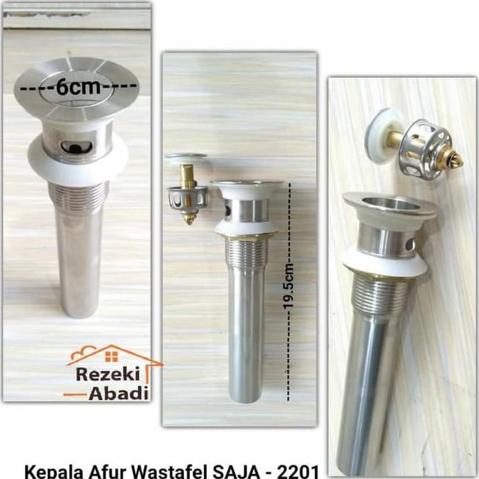 Promo  Termurah  Afur Wastafel SAJA 2201 / Saringan Wastafel Afur Pencet Stainless