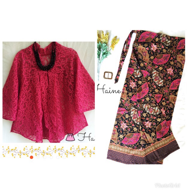 setelan / set kebaya brokat dan kain batik