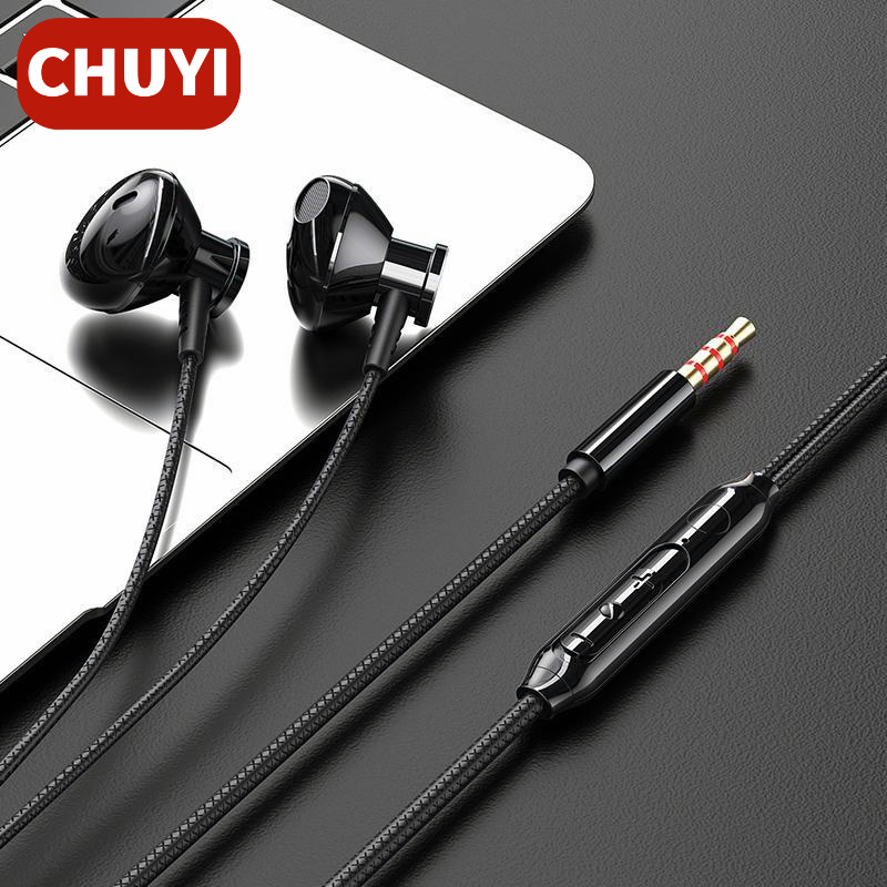 Earphone In Ear 9d Surround Sound Canceling Bahan Metal Dengan Kabel Jack 3.5mm