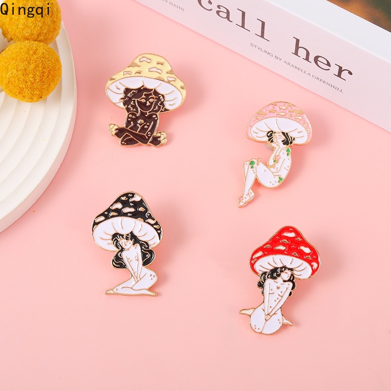 Lucu Jamur Gadis Enamel Pin Jamur Bros Lencana Kartun Tanaman Perhiasan Hadiah Untuk Teman Anak