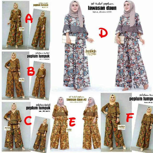 Baju batik kulot peplum tumpuk