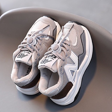 TOPGROSIR LV0131 Sepatu Sneakers Anak Import Motif N PU Lentur / Sepatu Tali Anak/ Murah / Model Terbaru