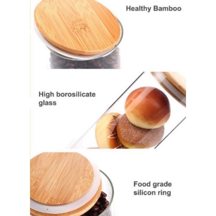 Toples Kaca Tutup Kayu Kedap Udara / Jar Wood Borosilicate Glass