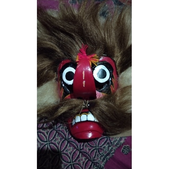 Topeng bujang ganong Ganongan rambut sintetis murah - barongan anak2 umur 10 barongan devil 1 set de