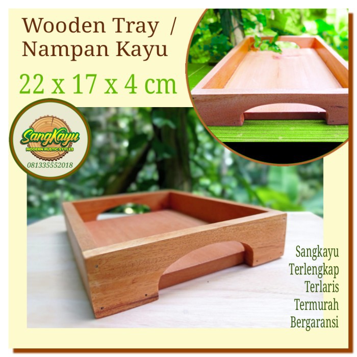 Nampan kayu 22x17x4cm Nampan wooden tray kotak kayu serbaguna