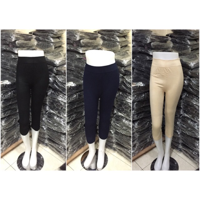 Celana Legging Basic Korea Polos Pendek 7/8 Import Katun Lembut Melar Jumbo