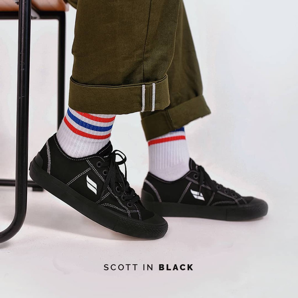 SCOTT FULLBLACK |ManNeedMe x FSTP| Sepatu Sneakers Pria Vulcanized ORI