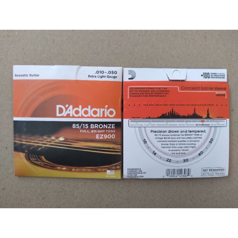 SENAR AKUSTIK STRING D'Addario UKURAN 0.10( Satu Set)