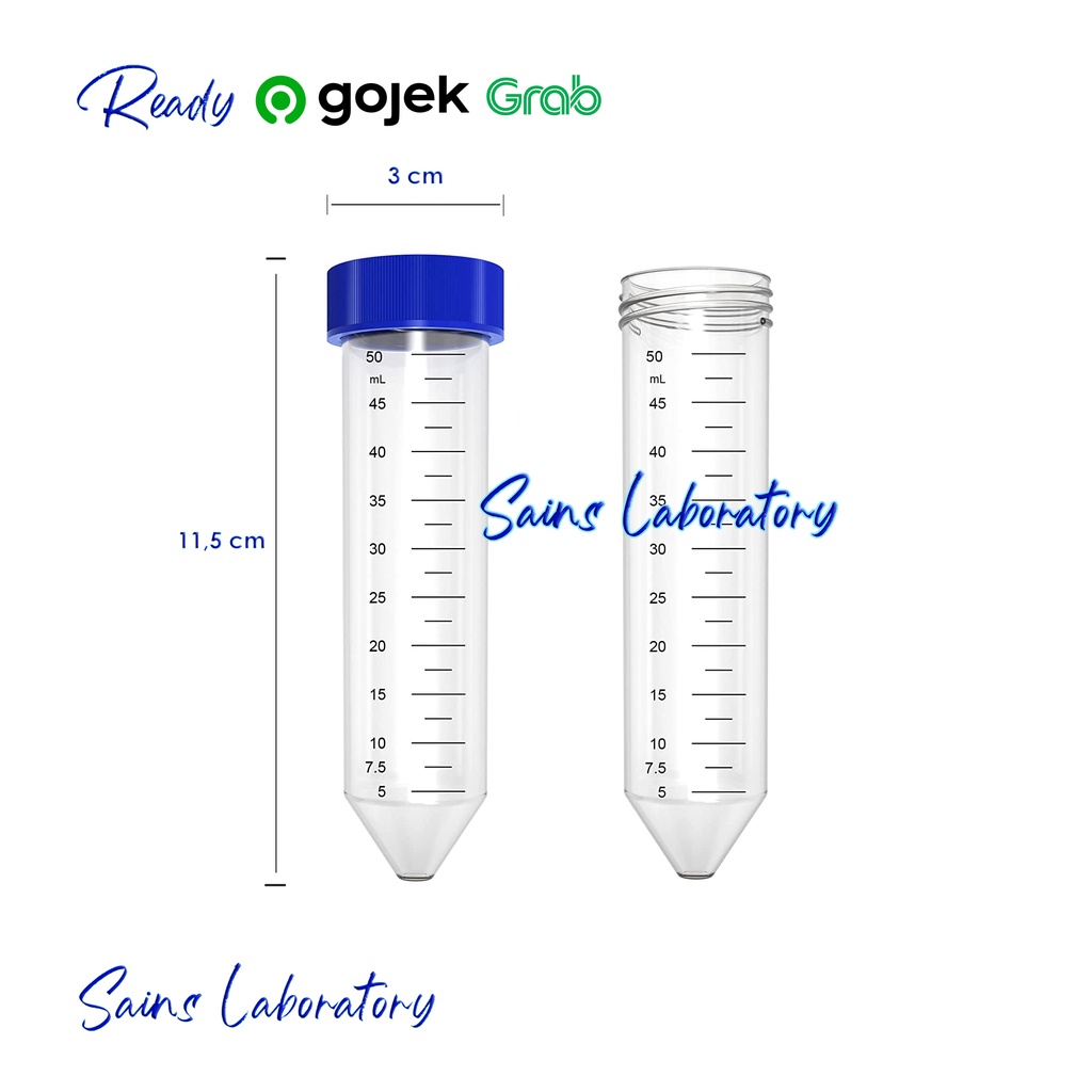 Tabung Centrifuge Plastik Test Tube Centrifuge Plastic Tabung Sentrifugal 30 x 115 mm 50 ml Silinder