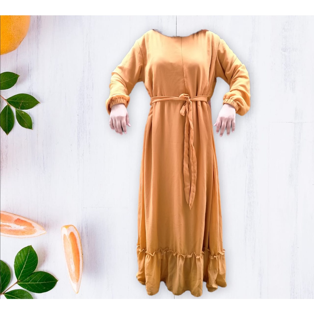 Gamis ceruty babydoll premium/ gamis full furing / dress ceruty / dress midi / gamis rampel