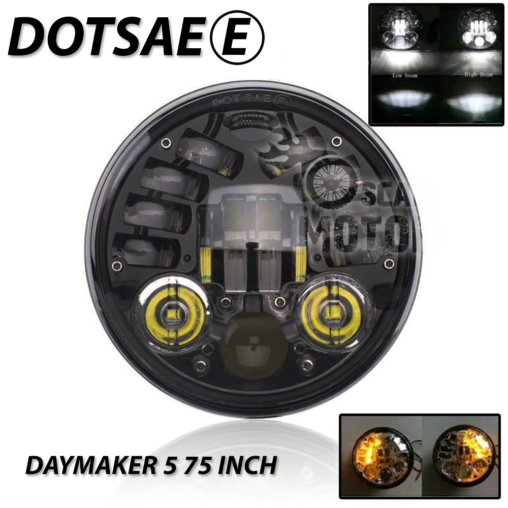 LAMPU DEPAN MOTOR HEADLAMP DAYMAKER BULAT HARLEY BIG LED PREDATOR MOTORCYCLE HEADLIGHT motor