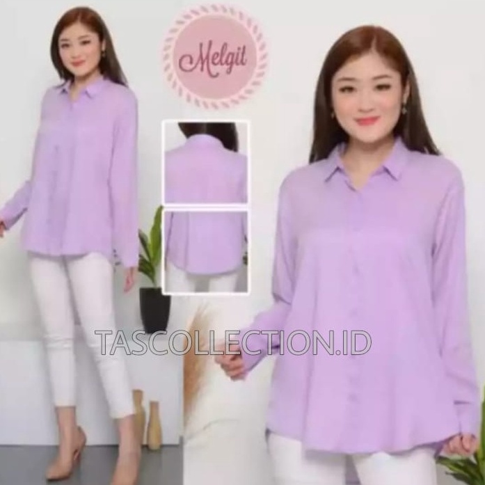 Kemeja wanita Basic lengan panjang bahan Moscrepe