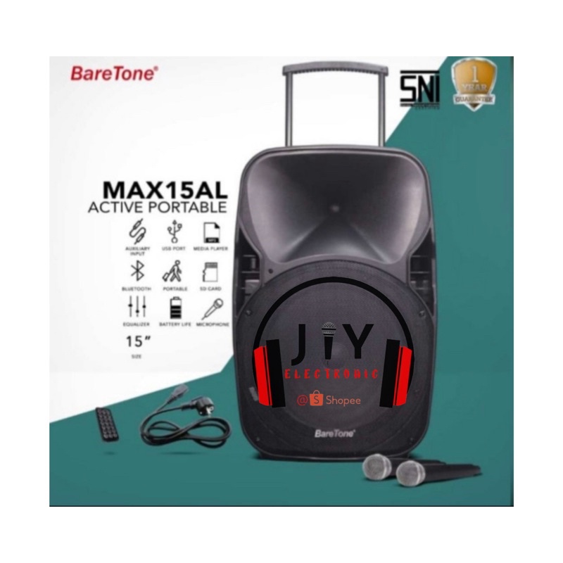 Speaker Portable Wireless Baretone 15 inch MAX15AL MAX 15 AL 15AL