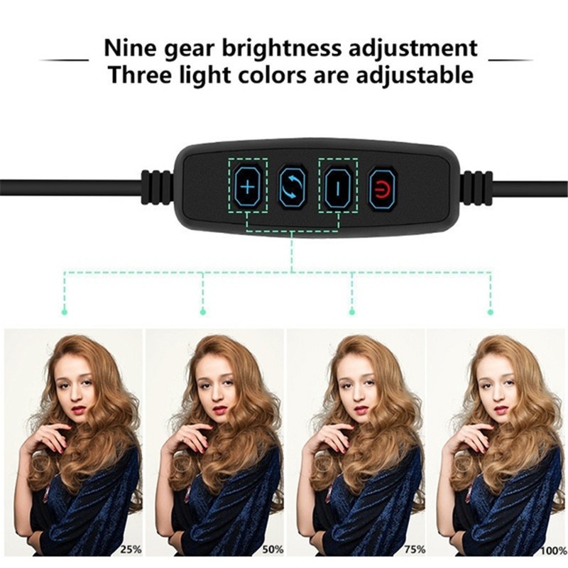 TaffSTUDIO Lampu Halo Ring Light Kamera 120 LED 24W 26cm with Smartphone Holder - RL-22