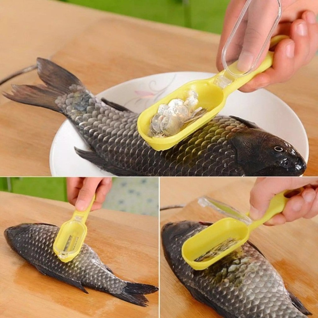 Alat Pembersih Sisik Ikan Kerok Peeler Pengupas Praktis Fish Scale Skin Scrapper Anti Berantakan-1