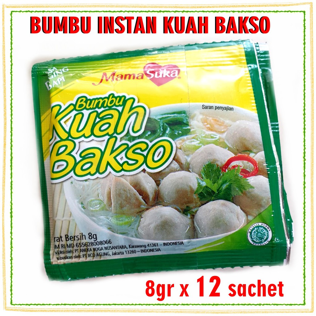 

Bumbu Instan Kuah Bakso Mamasuka Rasa Daging Sapi isi 12 sachet @ 8gr