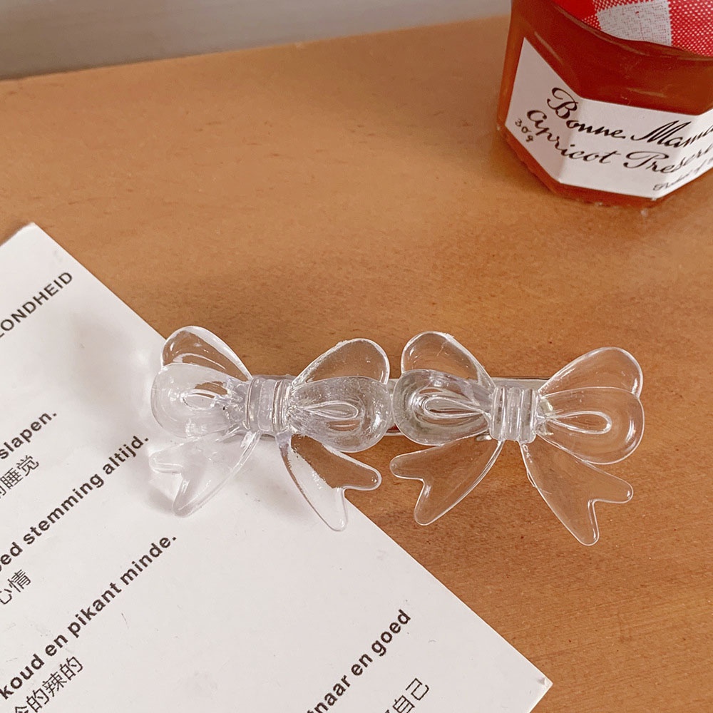 aaoottuuoo5.id Cod   1pcs Korean Transparent White Fairy Bow Simple Edge Clip Elegant Hairpin Headdress