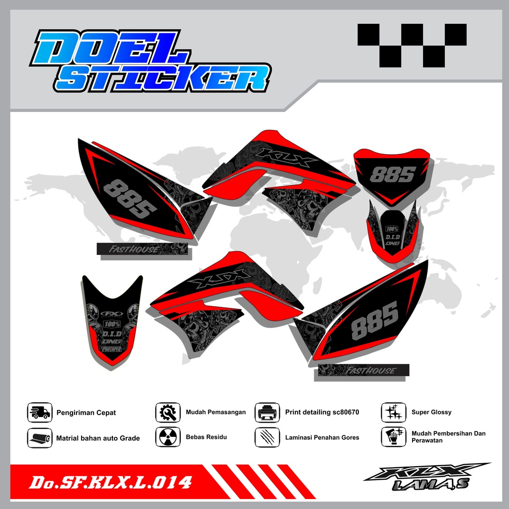 Sticker Striping Honda KLX L , S Lama List Variasi Hologram , Crome Doel 014