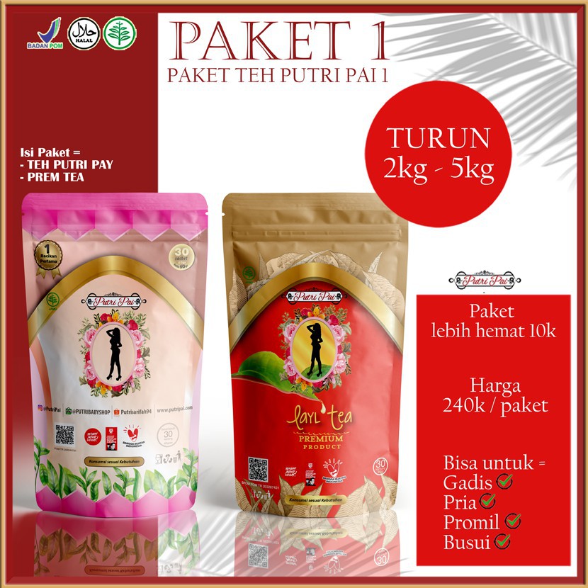 

Teh Diet Putri Pai Paket 1Bulan(2 Pack Isi 60sachet Teh)