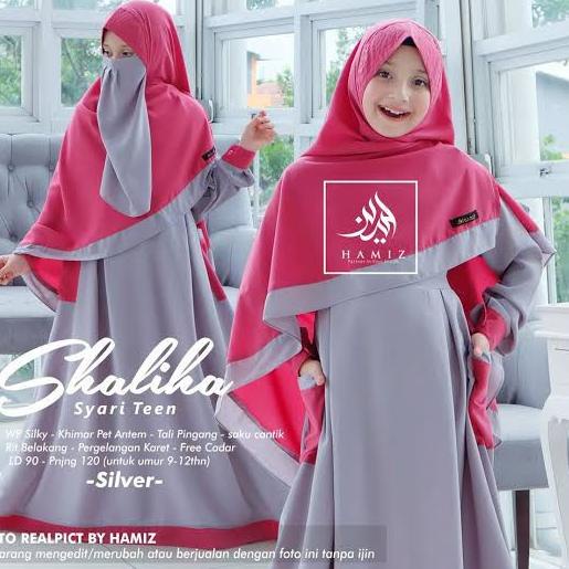 tiku [S.N] Baju Gamis Anak Perempuan Terbaru Umur 5-13th Shaliha Syari Kids Plus Cadar Bahan Moscrep