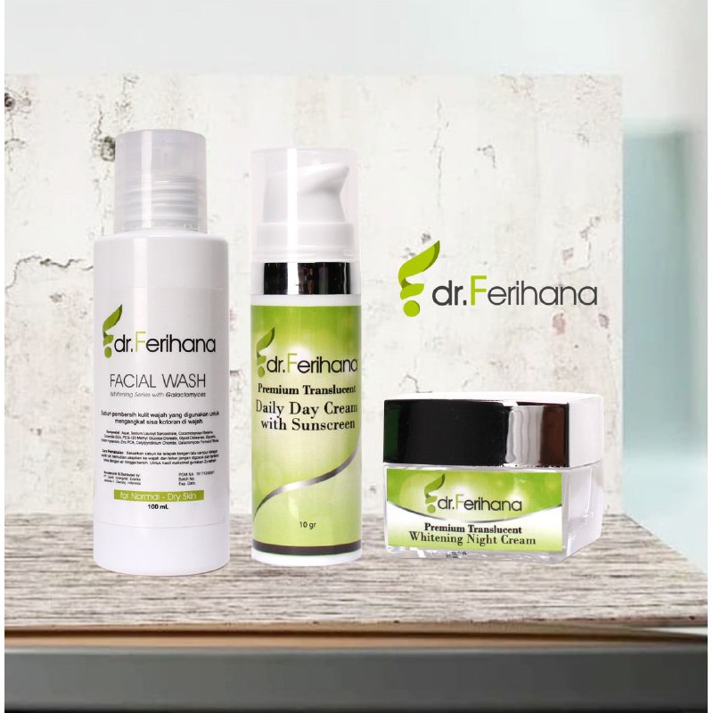 [TERBUKTI KLINIS] [FLEK / MELASMA] (DR.FERIHANA) PAKET BASIC PREMIUM TRANSLUCENT ISI 3 PCS