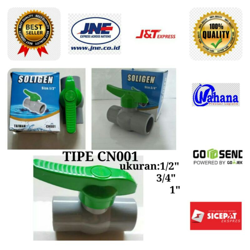 Stop Kran Soligen Tesedia 3 Ukuran/Stop Kran Pvc/Stop Kran Plastik/Ballvalve Murah