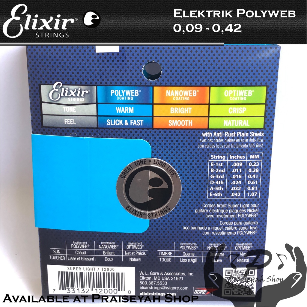 Elixir Senar Gitar Elektrik Polyweb 09 dan 010 Original Guitar String Electric