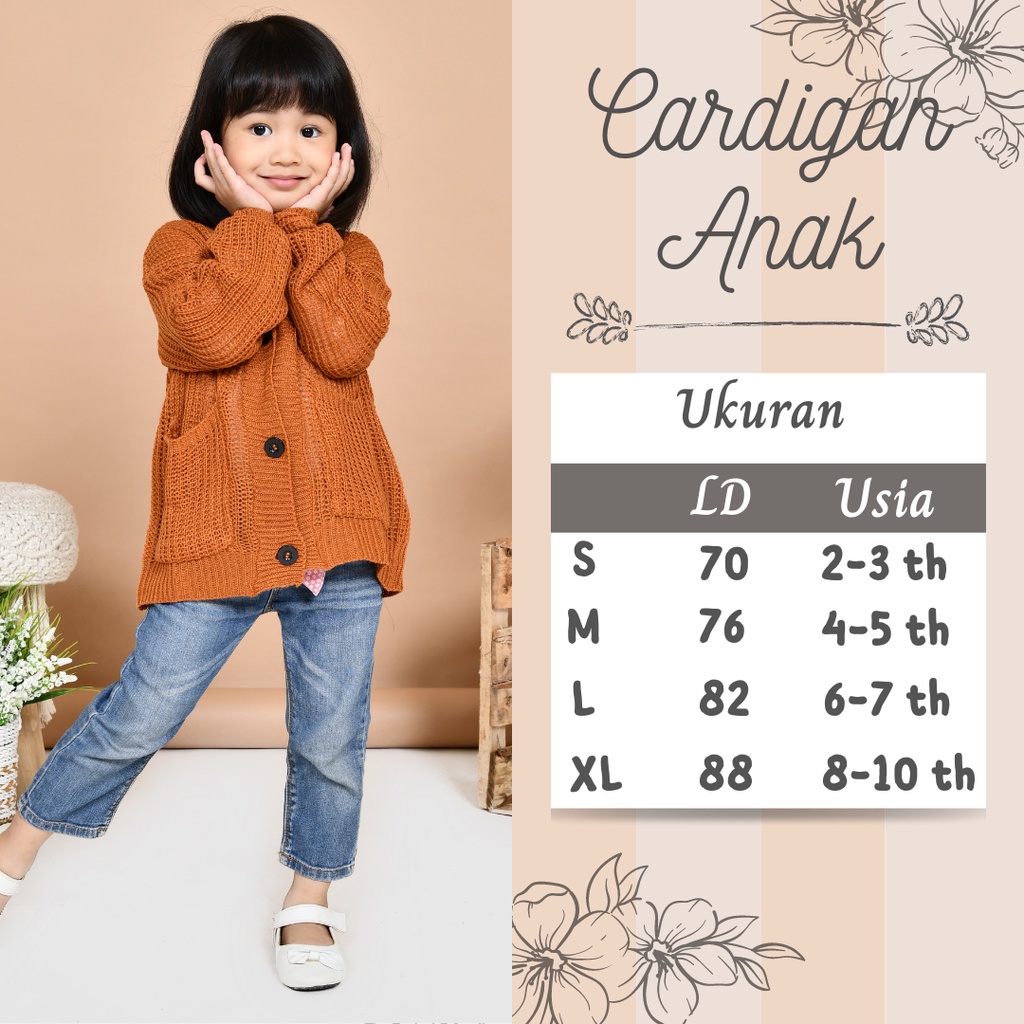 LOCY Sweater Cardigan Rajut Anak Usia 2-10 Tahun Rajut Halus Premium / Cardigan Rajut Anak Perempuan