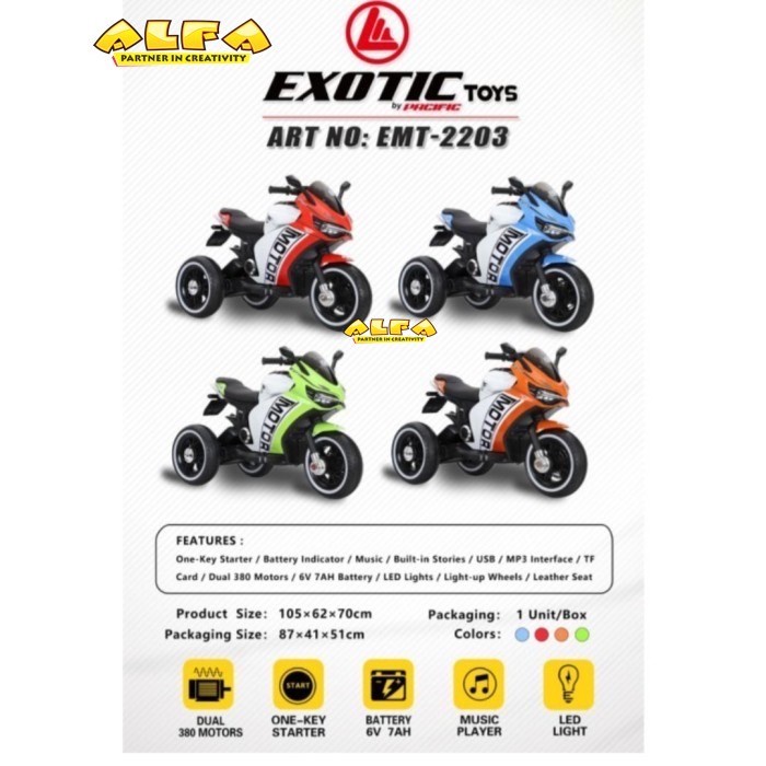Toko Mainan ALFA Motor Balap Aki Anak Moto GP Exotic EMT-2203