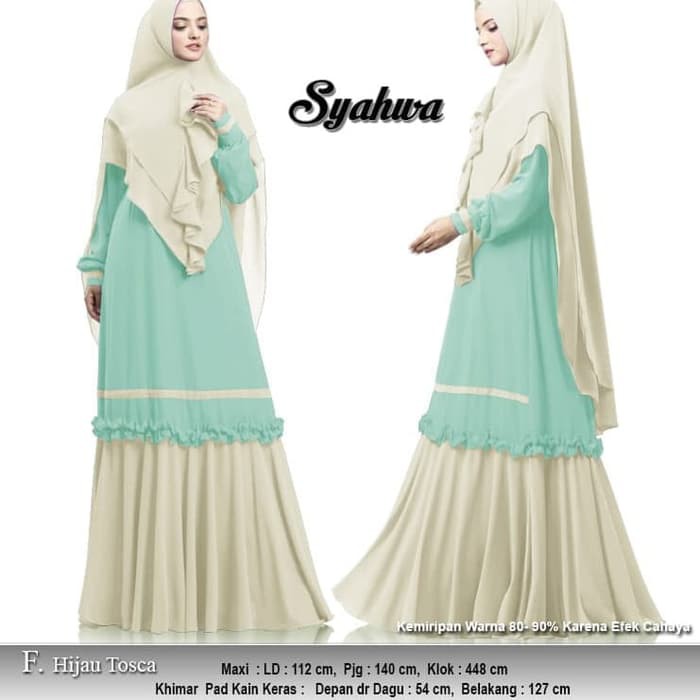 SPESIAL ATASAN PAKAIAN WANITA MUSLIM GAUN SETELAN syari syahwa hijau toska baju muslim cerutty premi
