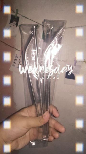 Paket 3 In 1 Sedotan Stainless Anti Karat / Stainless Straw