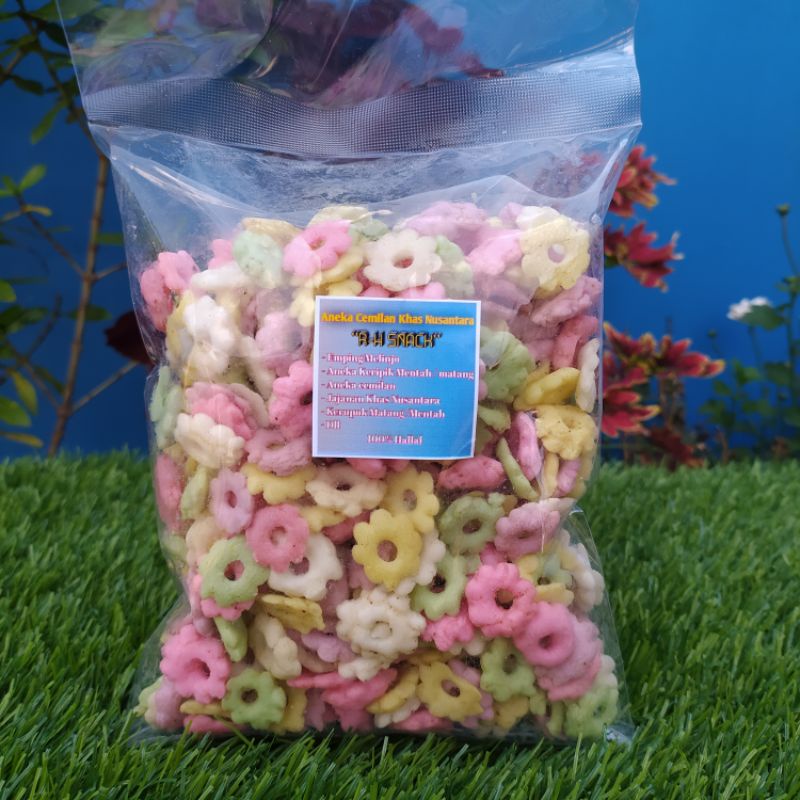 

Cemilan Sakura Warna Warni Rasa Gurih Asin Kemasan 250gram