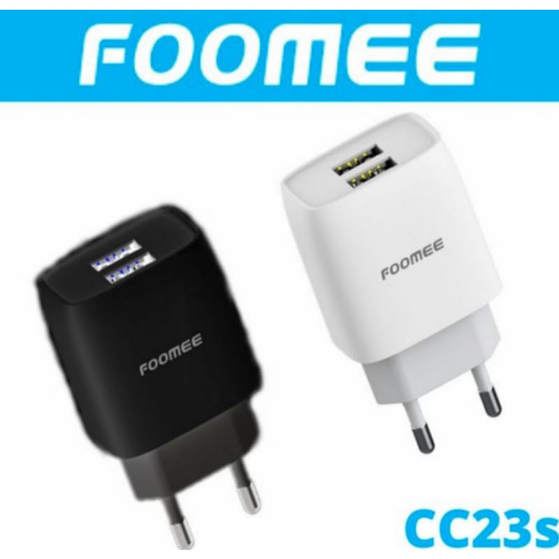 Adaptor Charger Foomee CC23 / CC23S 2.4A Dual USB Output Batok Charge Fast Charging HP CHARGER harga per @1 pcs