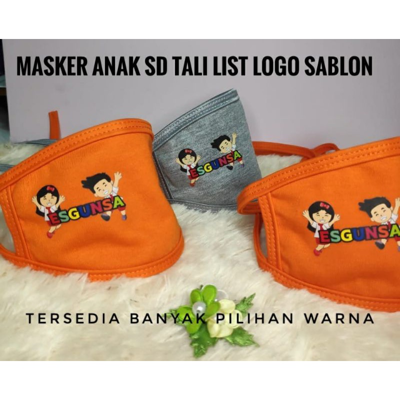 Masker Anak Custom Tali List Logo Sablon