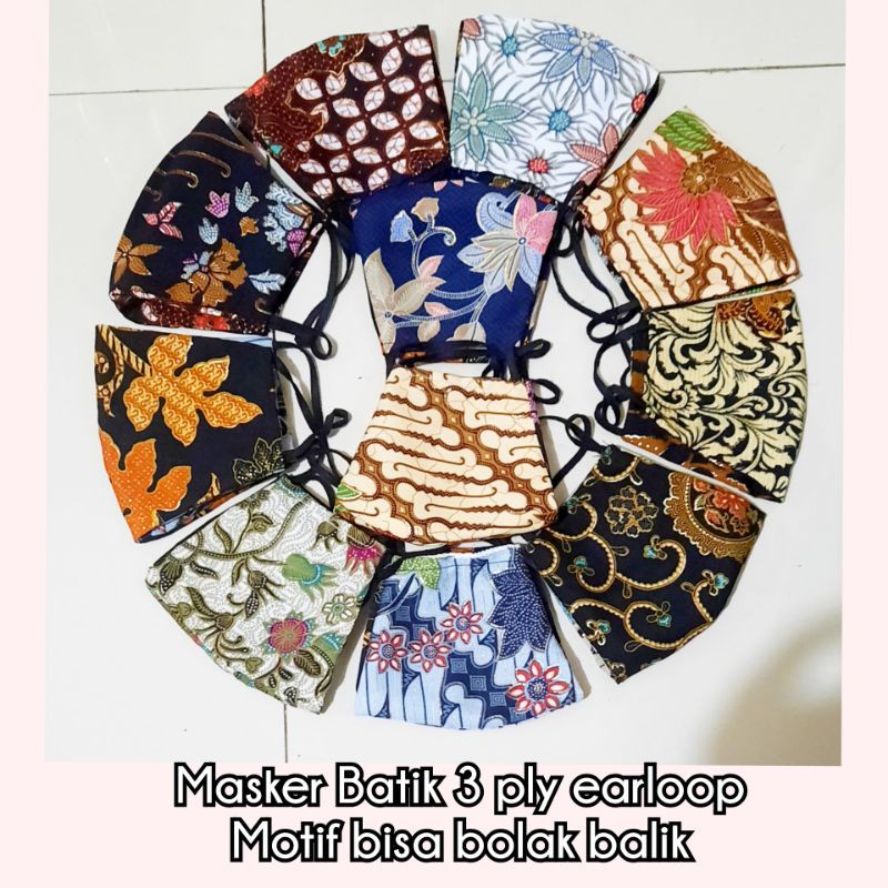 Masker Kain Batik/Etnik/ masker Brokat Earloop Headloop bahan halus  min order 3