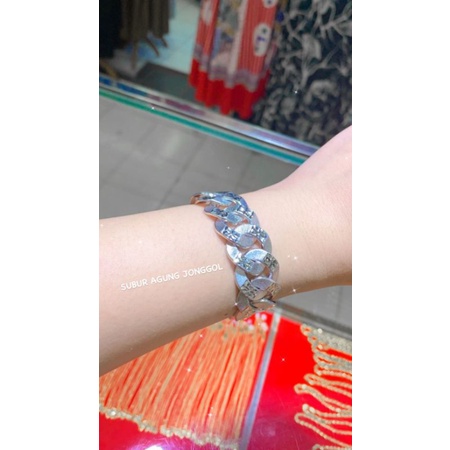Gelang sisik naga ukir mas putih asli elegant